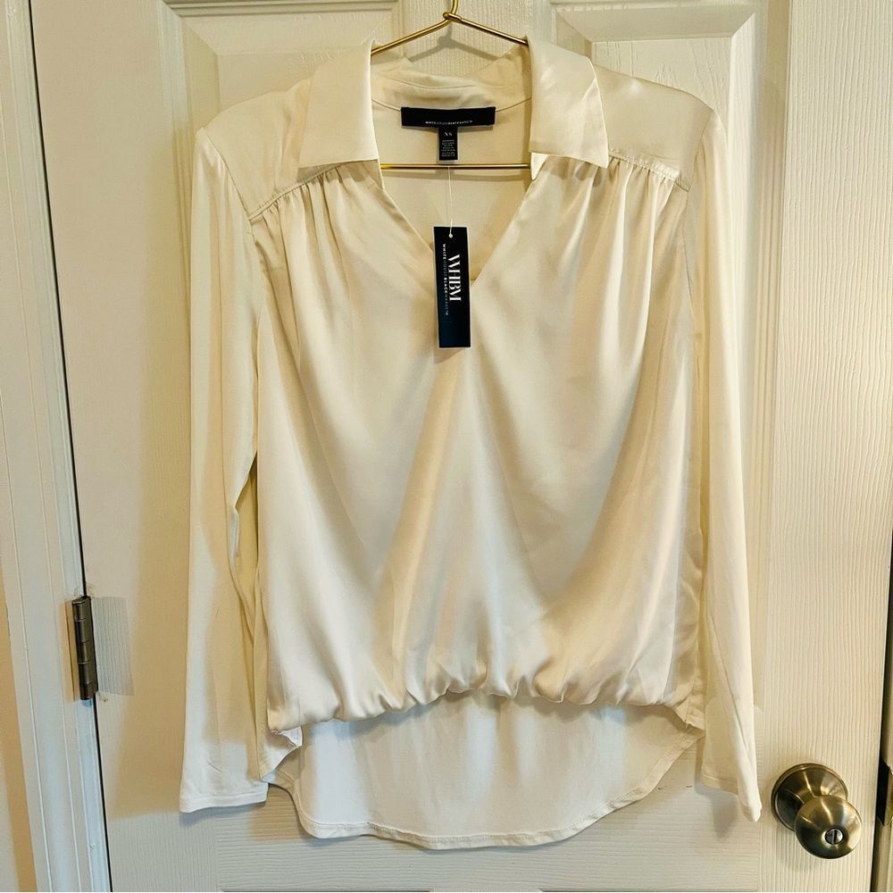 NWT White House Black Market Cream Blouse - Picture 2 of 6